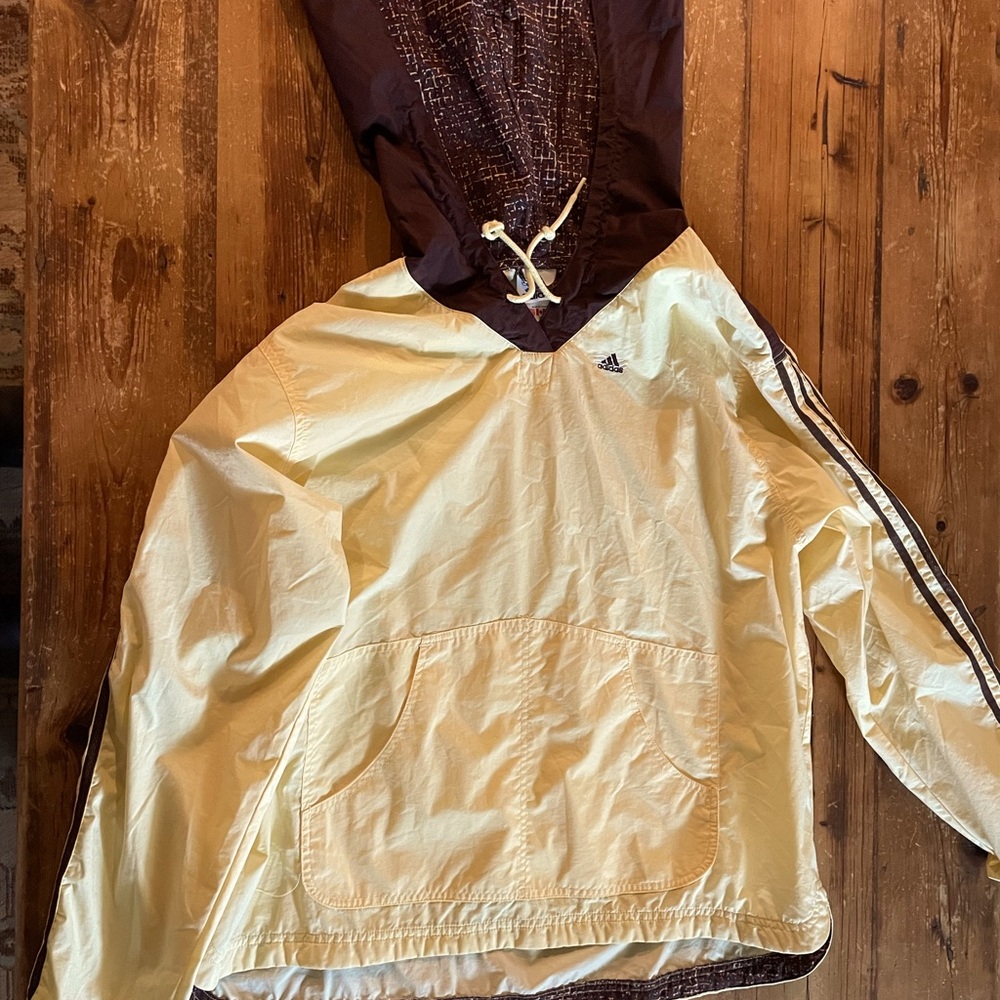 Adidas Two-Tone Hooded Jacket in Yellow and Brown
